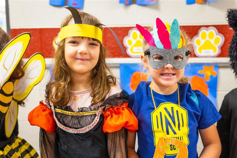 Students participate in an alphabet parade